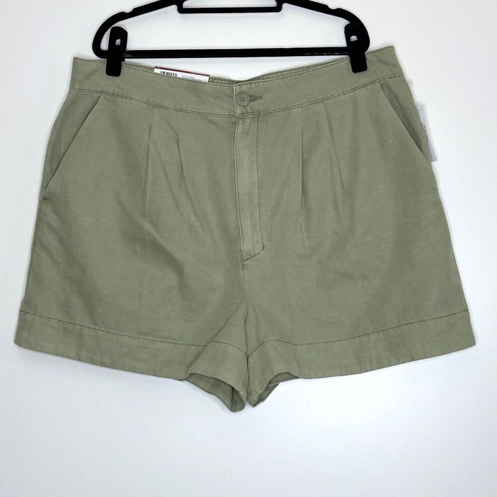 New Joie Cotton Linen Pleated High Waist Shorts Women's Size XL - Picture 2 of 10